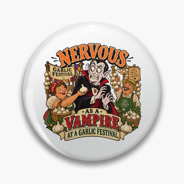 Item preview, NERVOUS AS A VAMPIRE AT A GARLIC FESTIVAL designed and sold by WheelieGdArt.