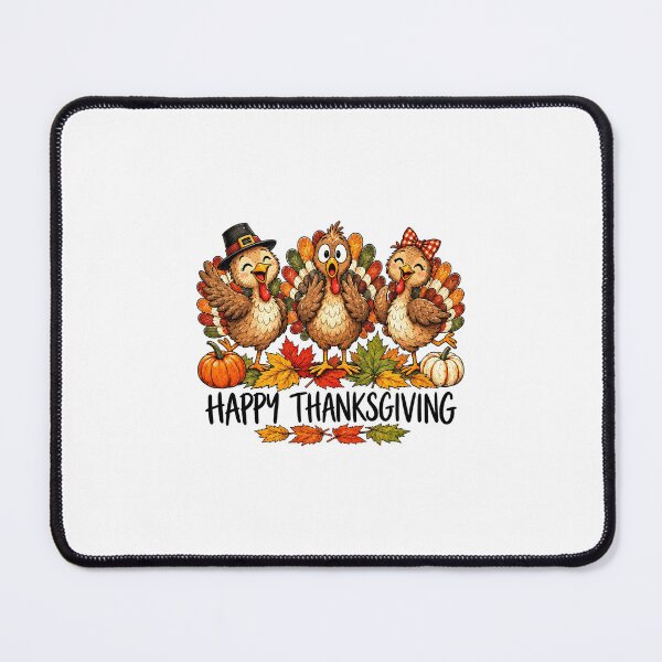 Item preview, Happy Thanksgiving Cute Turkeys And Autumn Leaves designed and sold by Derekquie.