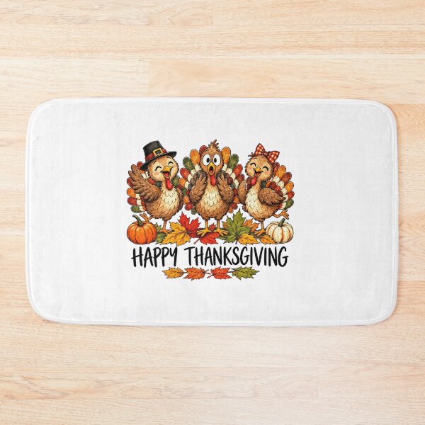 Item preview, Happy Thanksgiving Cute Turkeys And Autumn Leaves designed and sold by Derekquie.