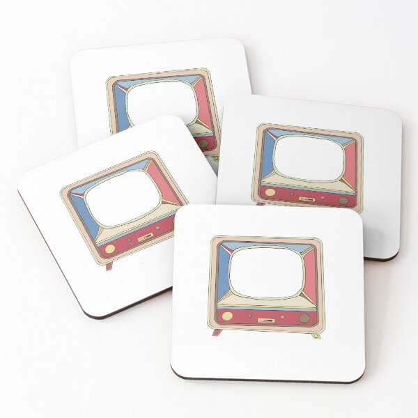 Item preview, Red & Cream Retro Television - Colourful Vintage Line Drawing designed and sold by iampaulmorris.
