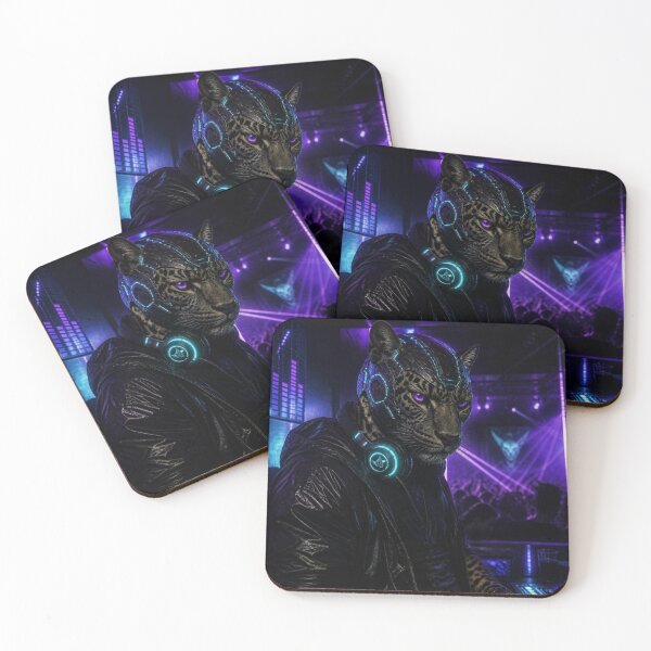 Item preview, Cyberpunk Leopard DJ Electronic Music Neon Club Art designed and sold by LazyDayzCo.