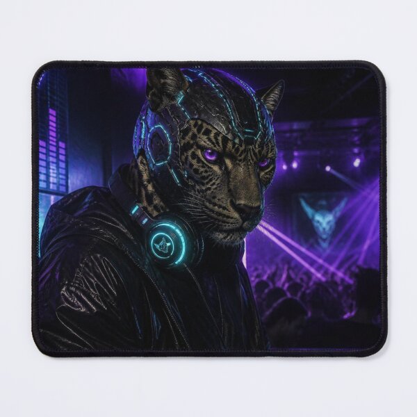 Item preview, Cyberpunk Leopard DJ Electronic Music Neon Club Art designed and sold by LazyDayzCo.