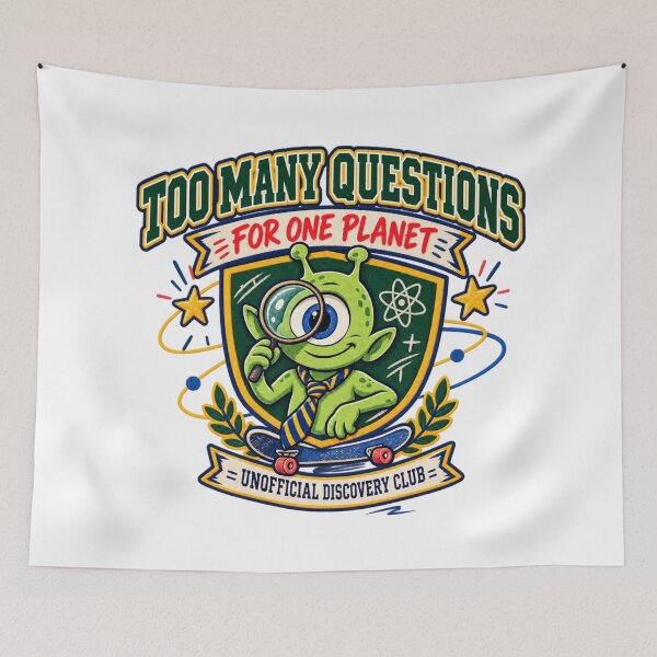 Item preview, Too Many Questions for One Planet – Curious Alien Discovery Club designed and sold by ODDLUME CLUB.