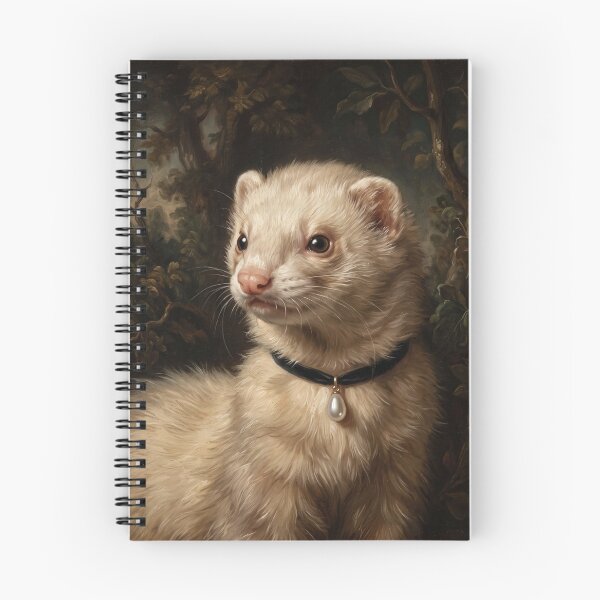 Item preview, Regal Ferret Portrait with Teardrop Pearl Pendant designed and sold by Real Beast Art.