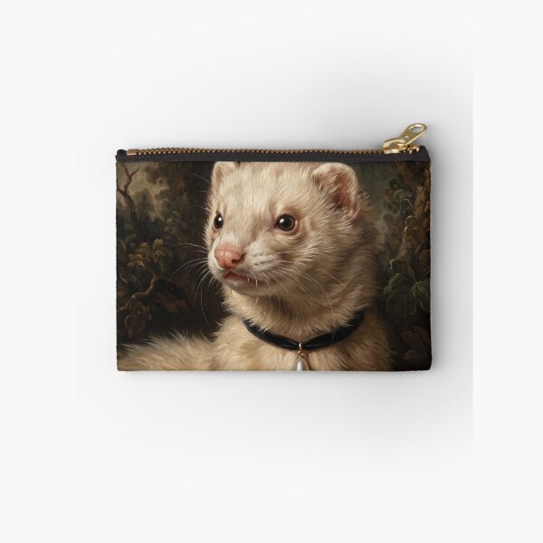 Item preview, Regal Ferret Portrait with Teardrop Pearl Pendant designed and sold by Real Beast Art.