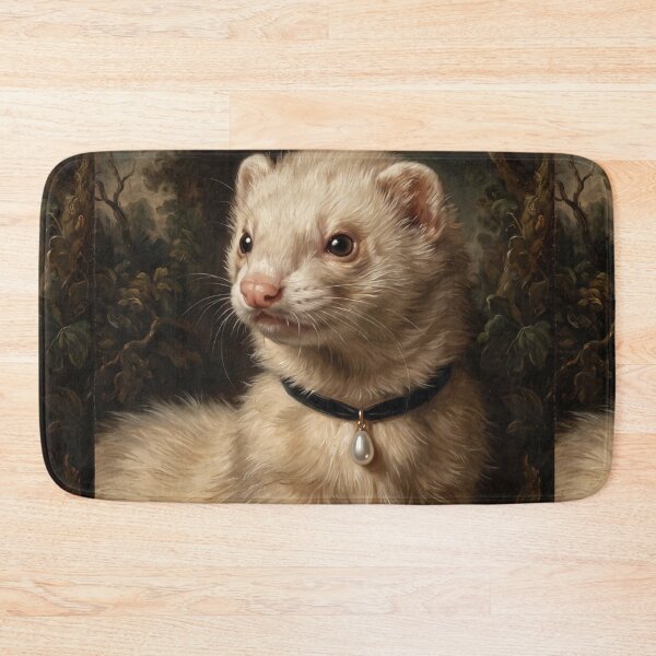 Item preview, Regal Ferret Portrait with Teardrop Pearl Pendant designed and sold by Real Beast Art.