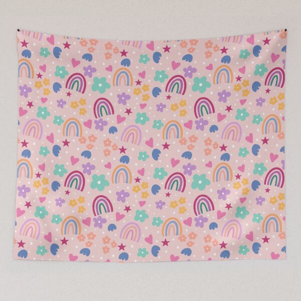 Item preview, Rainbow Hearts Stars Flowers Kids Pattern Design designed and sold by Anita Ohulo.