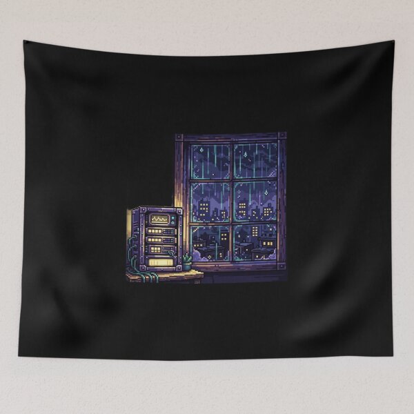 Item preview, Pixel Art Server Room Rainy Day Design - Lofi SysAdmin Aesthetic designed and sold by cybertreat.