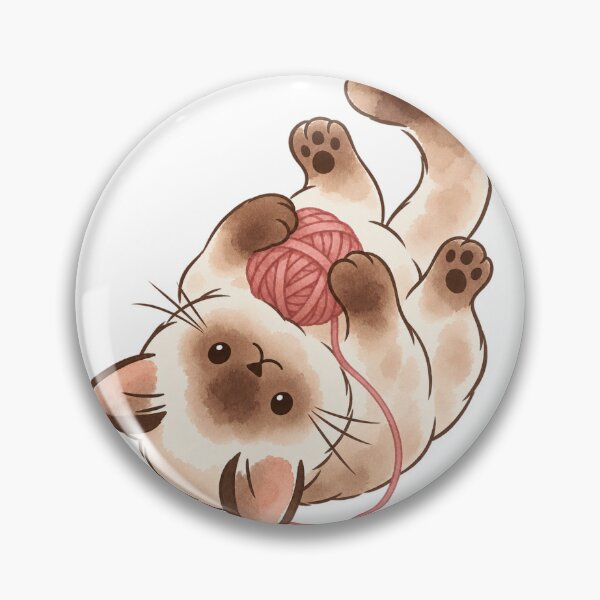 Item preview, Cute Chubby Siamese Cat Playing with Yarn - Ferdi designed and sold by ZirionEstudio.