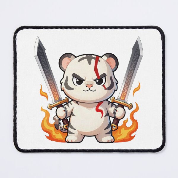 Item preview, Cute white tiger kratos chibi fan art illustration designed and sold by WildArtIT.