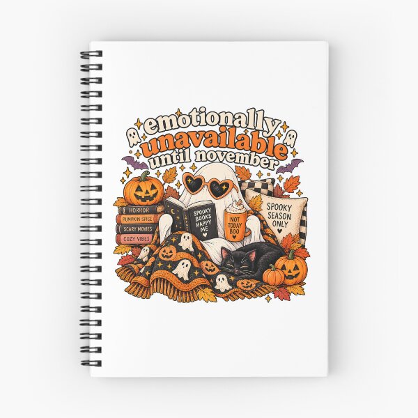Item preview, Emotionally Unavailable Until November – Cozy Spooky Season Ghost designed and sold by webpatty.