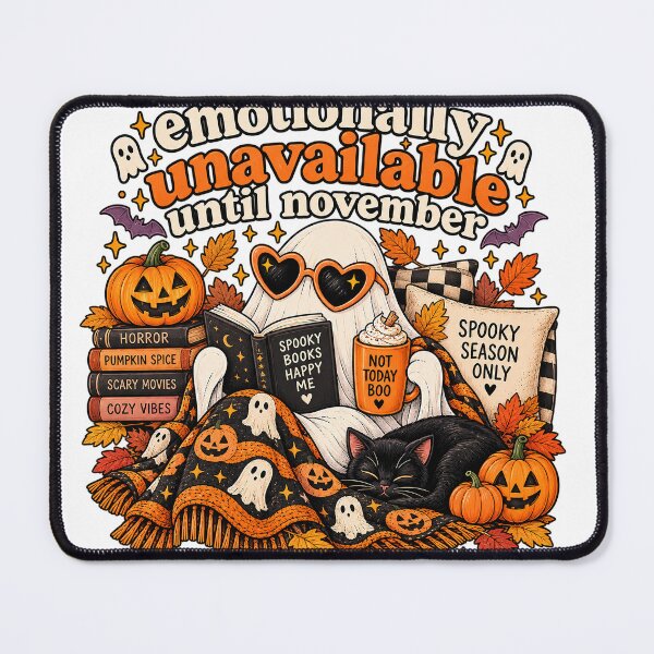 Item preview, Emotionally Unavailable Until November – Cozy Spooky Season Ghost designed and sold by webpatty.