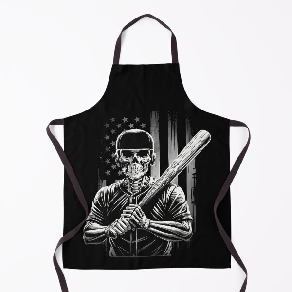 Item preview, Skeleton Baseball Player Bat American Flag Distressed Black White Sports Horror Apparel designed and sold by slmfams.