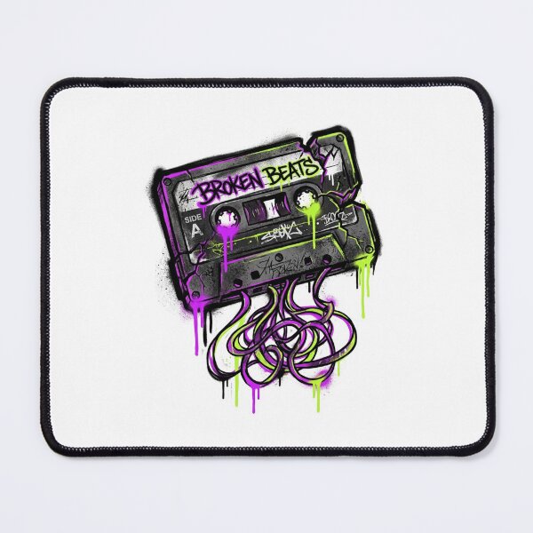Item preview, Broken Beats - Graffiti Cassette Tape with Neon Drips & Tangled Tape Art designed and sold by StickVerse by Owais.