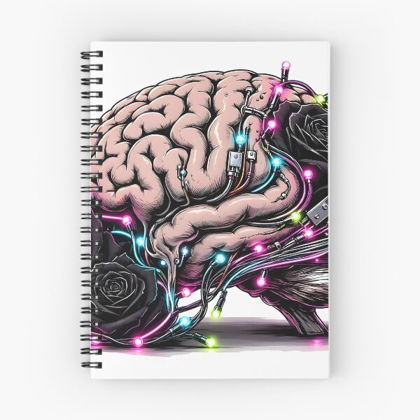 Item preview, Cyberpunk Brain with Neon Lights and Black Roses designed and sold by CraftyValley.