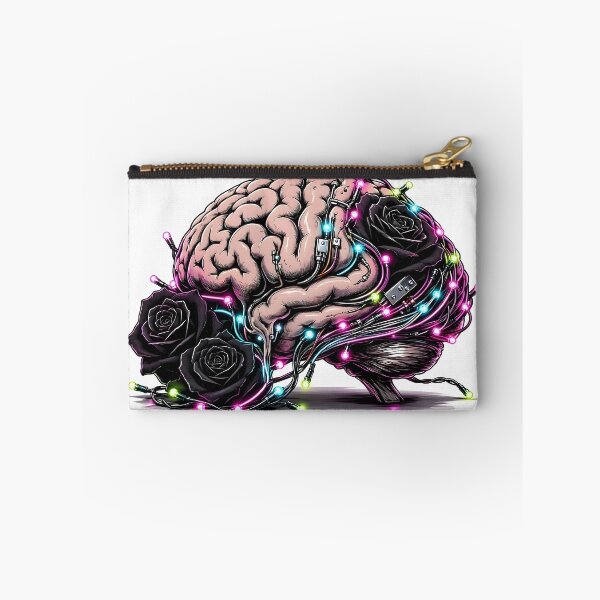 Item preview, Cyberpunk Brain with Neon Lights and Black Roses designed and sold by CraftyValley.