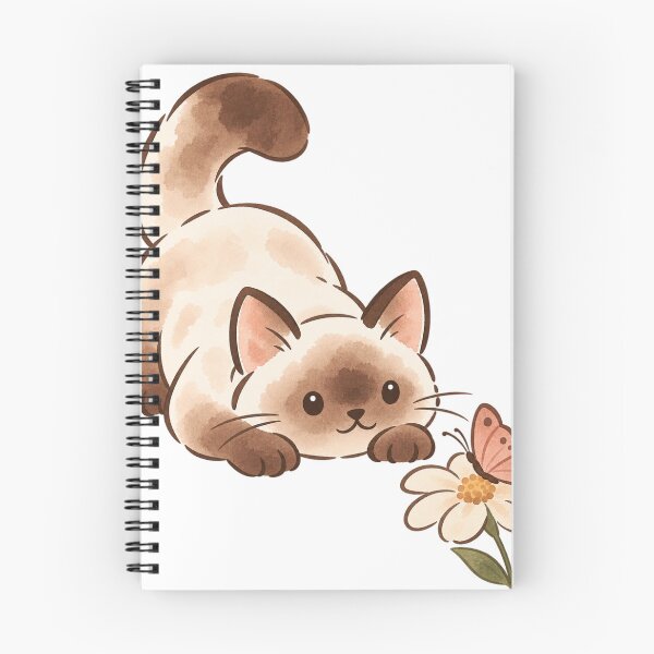 Item preview, Cute Chubby Siamese Cat Hunting a Butterfly - Ferdi designed and sold by ZirionEstudio.