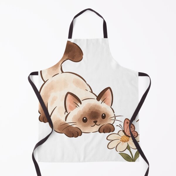 Item preview, Cute Chubby Siamese Cat Hunting a Butterfly - Ferdi designed and sold by ZirionEstudio.
