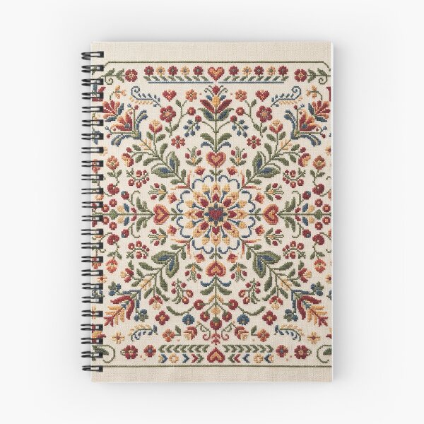 Item preview, Nordic Floral Folk Art Embroidery Square Art designed and sold by BrainCurves.