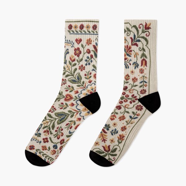 Item preview, Nordic Floral Folk Art Embroidery Square Art designed and sold by BrainCurves.