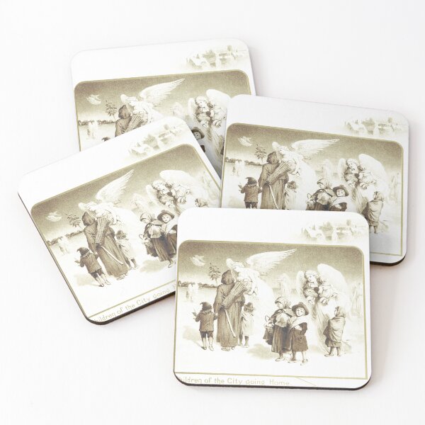Item preview, Vintage Children Going Home Angel Lithograph Art designed and sold by Antique Science Press.