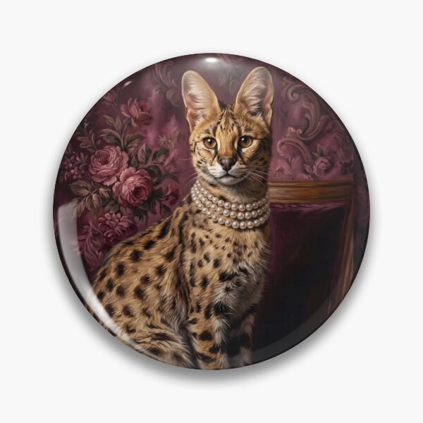 Item preview, Regal Serval Portrait with Pearl Necklace designed and sold by Real Beast Art.