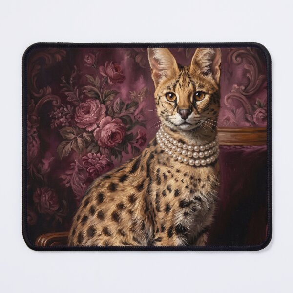 Item preview, Regal Serval Portrait with Pearl Necklace designed and sold by Real Beast Art.