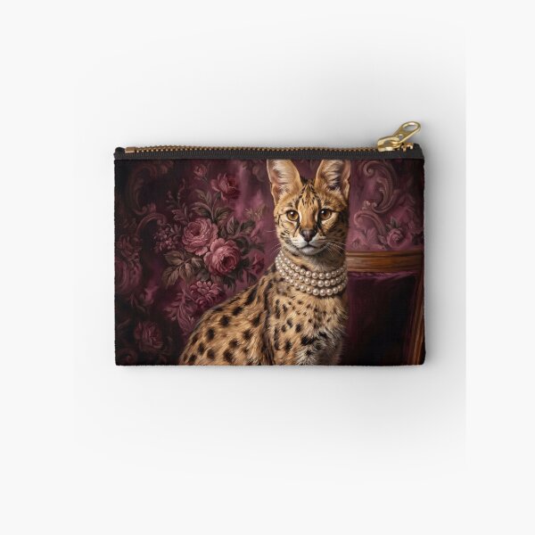 Item preview, Regal Serval Portrait with Pearl Necklace designed and sold by Real Beast Art.