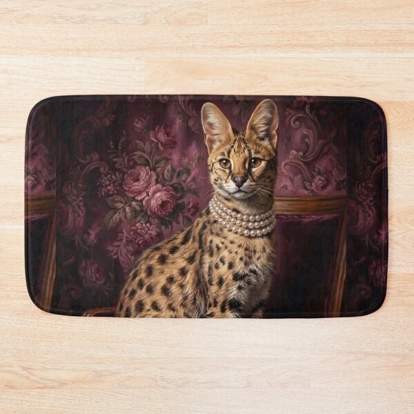 Item preview, Regal Serval Portrait with Pearl Necklace designed and sold by Real Beast Art.