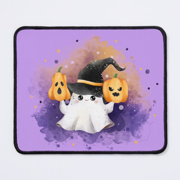 Item preview, Cute Watercolor Ghost with Pumpkins Witch Hat designed and sold by SolutionsArt.