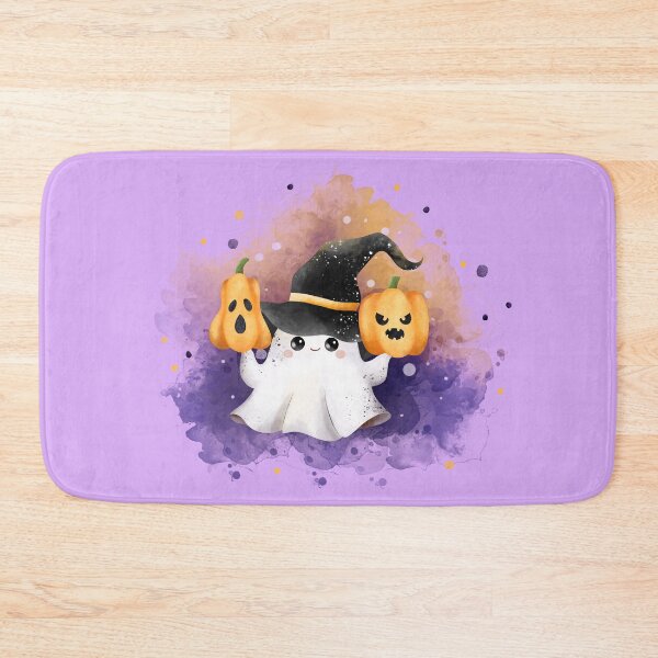 Item preview, Cute Watercolor Ghost with Pumpkins Witch Hat designed and sold by SolutionsArt.