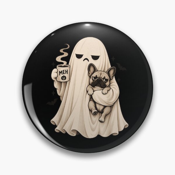 Item preview, Meh Ghost Holding French Bulldog Coffee Mug Halloween Cute Spooky Mood Apparel designed and sold by slmfams.