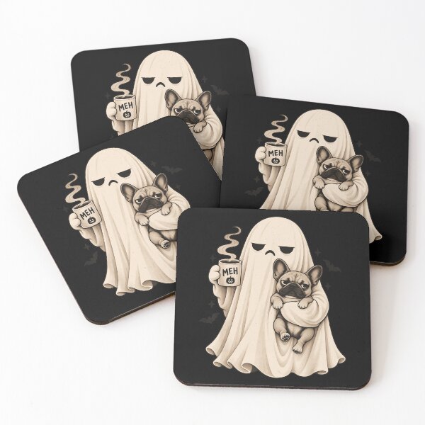 Item preview, Meh Ghost Holding French Bulldog Coffee Mug Halloween Cute Spooky Mood Apparel designed and sold by slmfams.