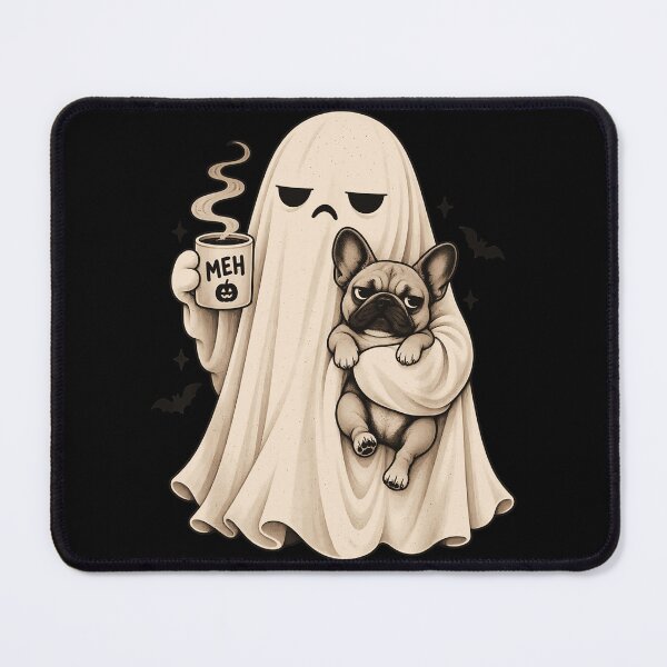 Item preview, Meh Ghost Holding French Bulldog Coffee Mug Halloween Cute Spooky Mood Apparel designed and sold by slmfams.