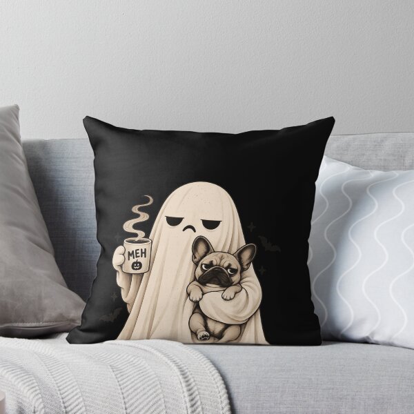 Item preview, Meh Ghost Holding French Bulldog Coffee Mug Halloween Cute Spooky Mood Apparel designed and sold by slmfams.