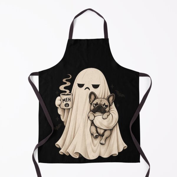 Item preview, Meh Ghost Holding French Bulldog Coffee Mug Halloween Cute Spooky Mood Apparel designed and sold by slmfams.