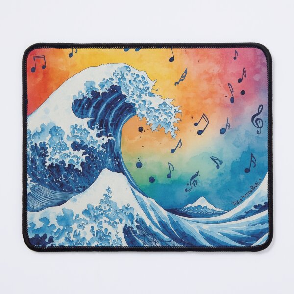 Item preview, Ocean Wave Music Art – Colorful Watercolor Wave & Musical Notes. designed and sold by fbtrisha.