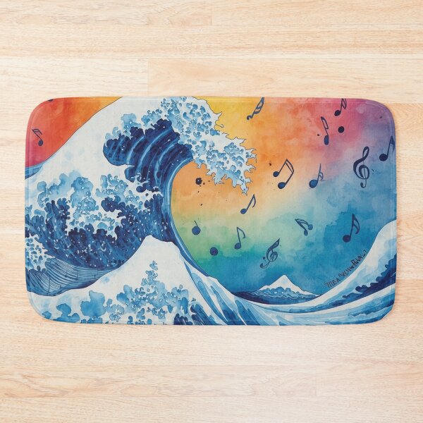 Item preview, Ocean Wave Music Art – Colorful Watercolor Wave & Musical Notes. designed and sold by fbtrisha.