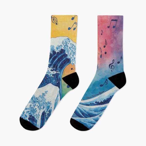 Item preview, Ocean Wave Music Art – Colorful Watercolor Wave & Musical Notes. designed and sold by fbtrisha.