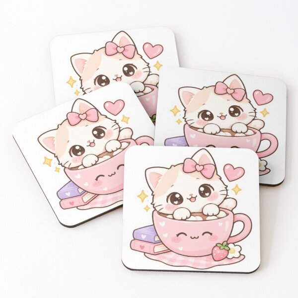 Item preview, Cute kawaii kitten stickers designed and sold by Vegasstickers.