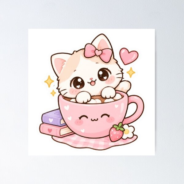 Item preview, Cute kawaii kitten stickers designed and sold by Vegasstickers.