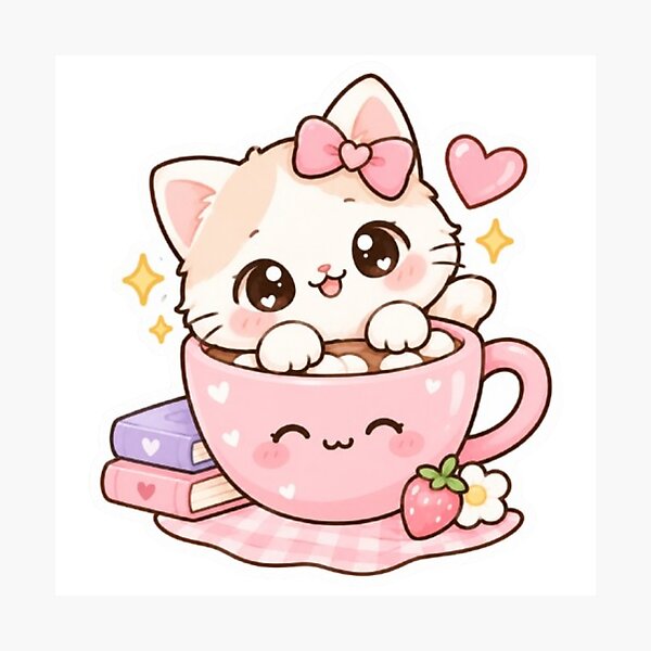 Item preview, Cute kawaii kitten stickers designed and sold by Vegasstickers.