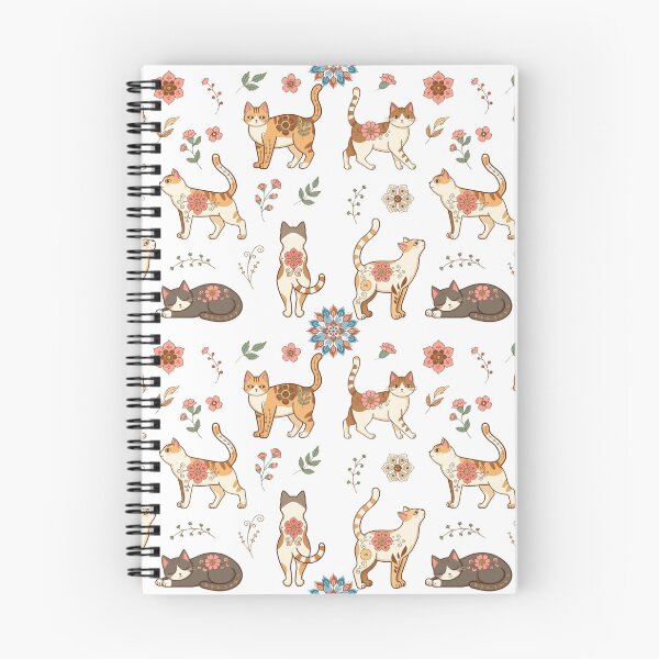 Item preview, Vintage Floral Cats Pattern – Orange Tabby Cats with Folk Flower Motifs designed and sold by Mousy17.