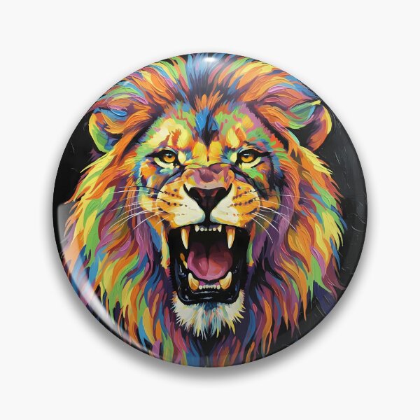 Item preview, Spirit of the Roaring Lion - Colorful Wildlife Art designed and sold by black-canvas-fauna.
