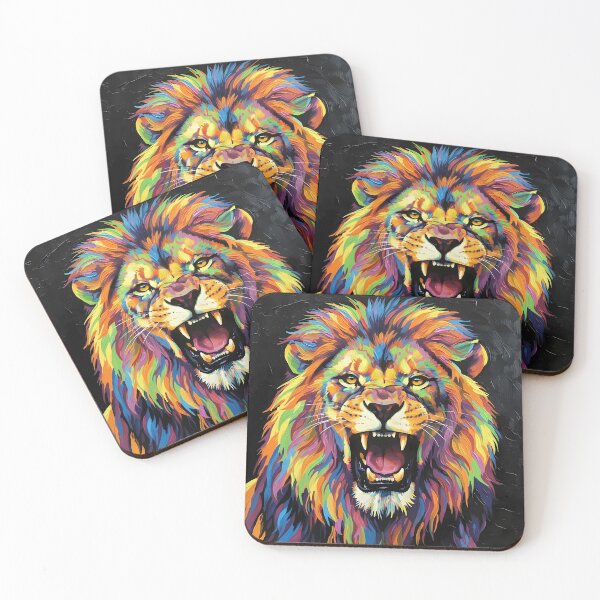 Item preview, Spirit of the Roaring Lion - Colorful Wildlife Art designed and sold by black-canvas-fauna.