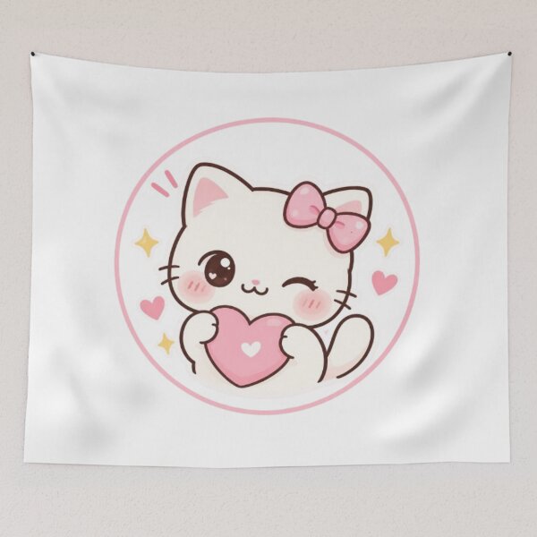 Aperçu de l'œuvre Autocollant chaton kawaii mignon créée et vendue par Vegasstickers.