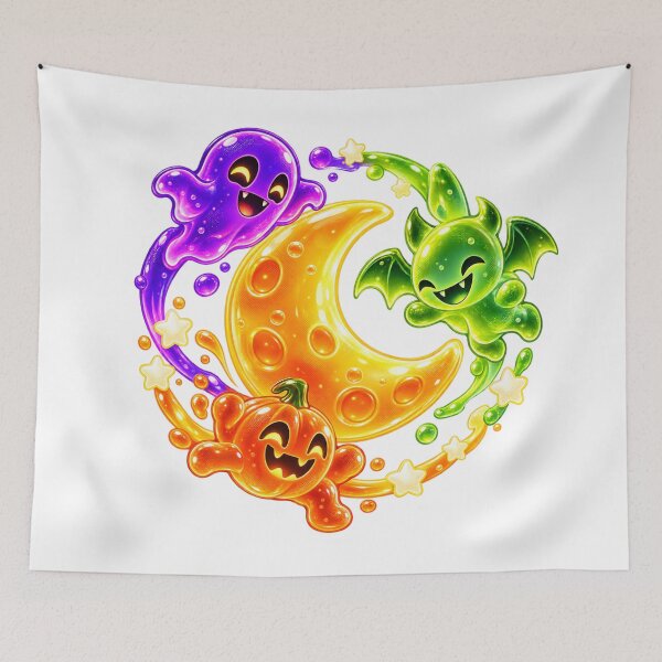 Item preview, Gummy Halloween Moon – Cute Ghost, Bat and Pumpkin Monsters designed and sold by ODDLUME CLUB.