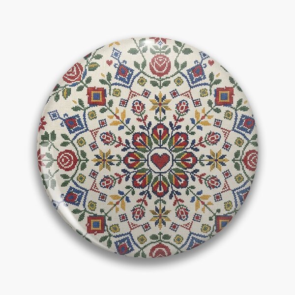Item preview, Nordic Winter Folk Snowflake and Geometric Textile Art designed and sold by BrainCurves.