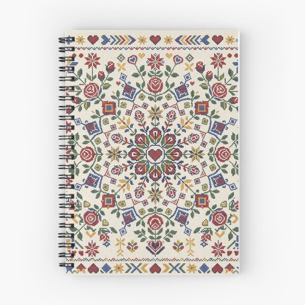 Item preview, Nordic Winter Folk Snowflake and Geometric Textile Art designed and sold by BrainCurves.