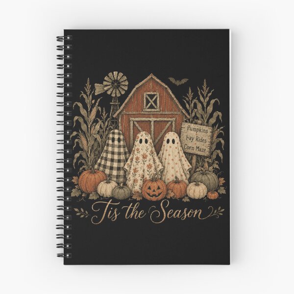 Item preview, Tis the Season Cute Farm Ghosts - Floral Pattern Halloween Barn Art designed and sold by WillCraftx.
